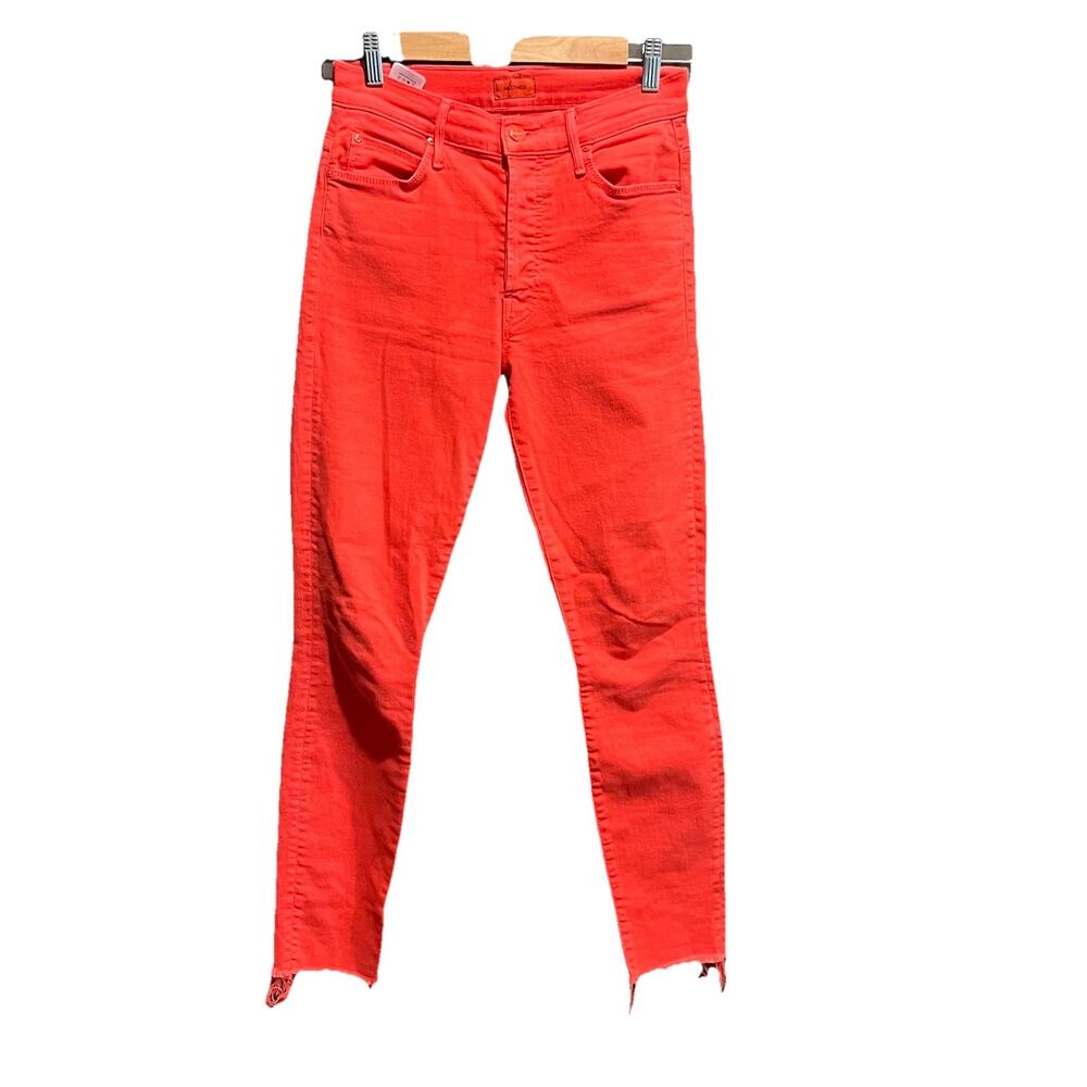 Mother The Stunner Ankle Fray Raw Hem Play Date Tomato Red Women's Jeans Size 26